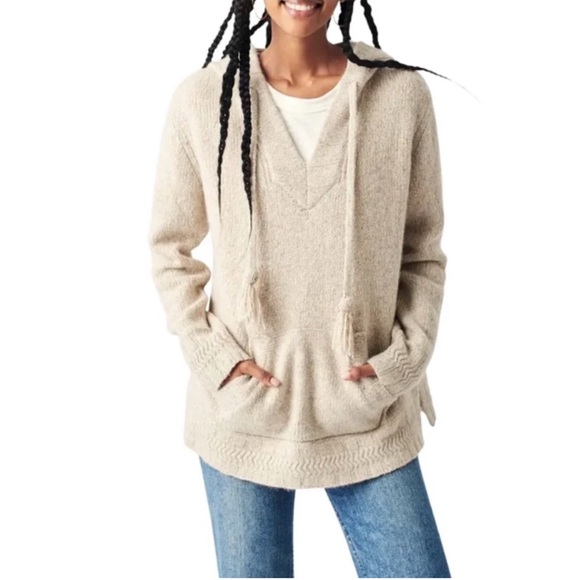 Faherty Sweaters - Faherty Women's Grey Donegal Altitude Cashmere Hoodie Poncho Size XS/S